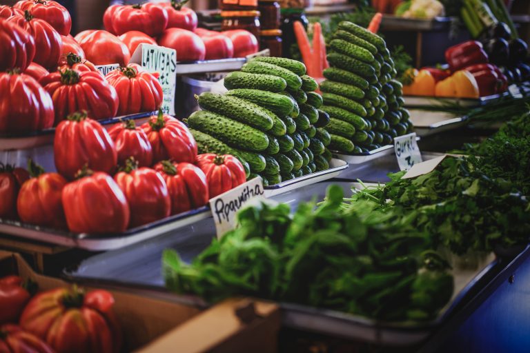 Tasty colourful vegetables at farmer's marketplace